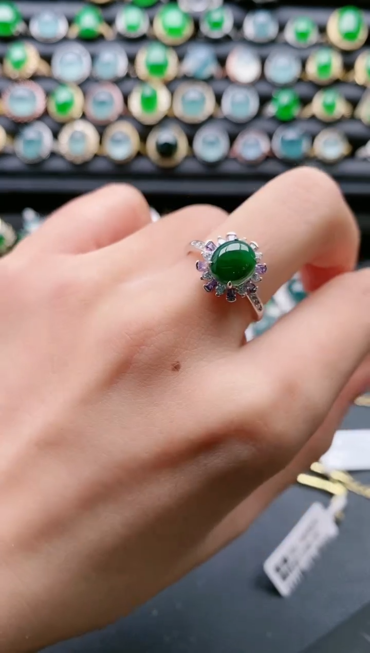 【闪购商品】翡翠戒指银S925镶嵌1111111