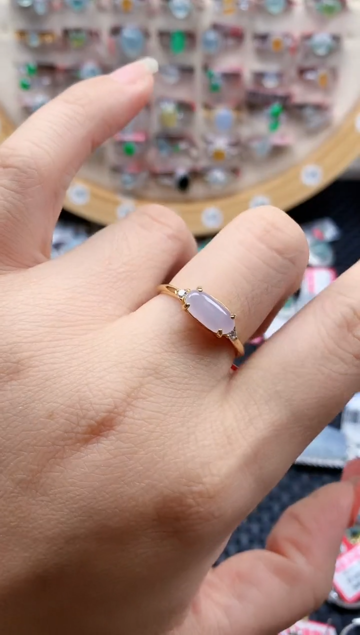 银S925镶嵌戒指翡翠天然A货缅甸翡翠