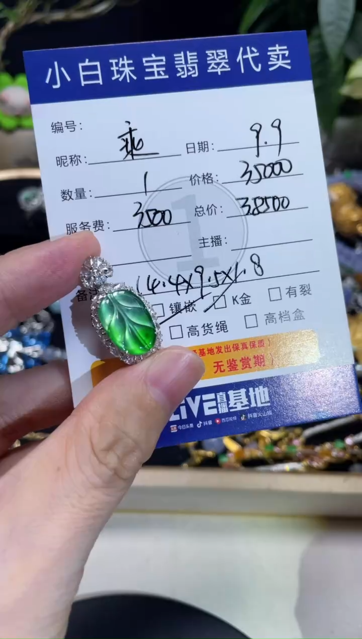 吊坠(不含链)18K金镶嵌翡翠乘***?吊坠
