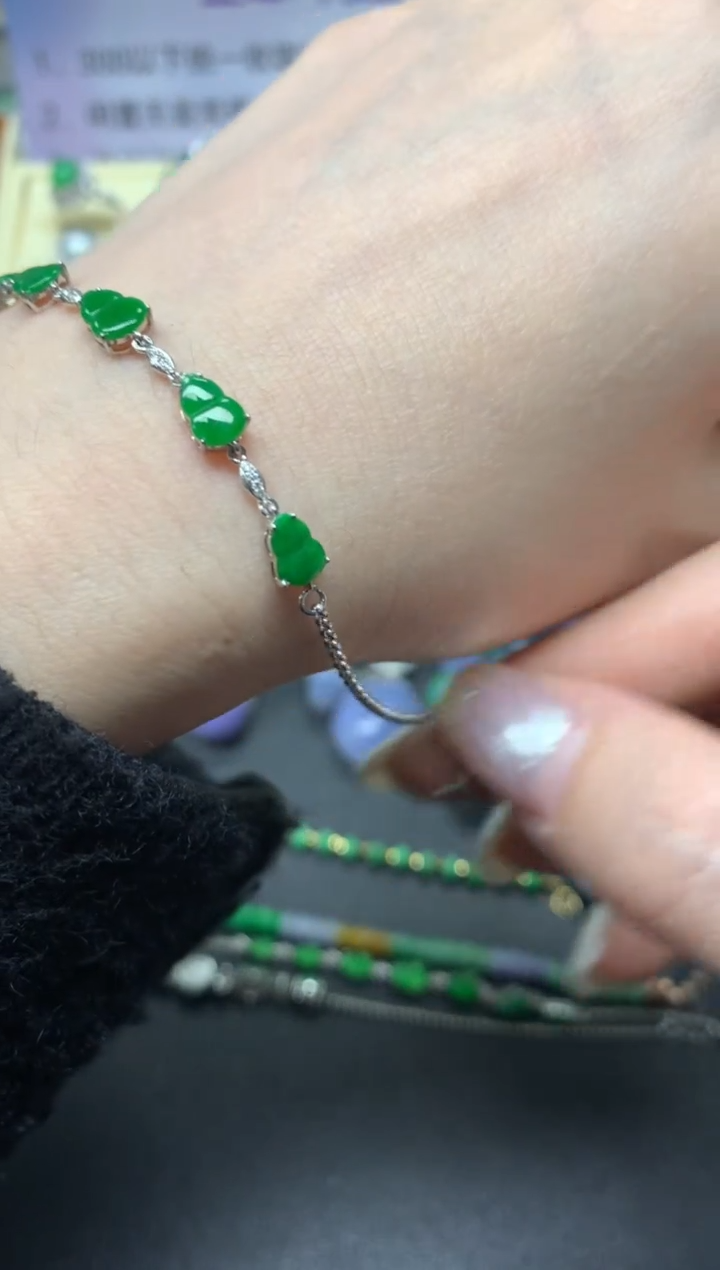 【闪购商品】翡翠手链18K金镶嵌手链|2800+280