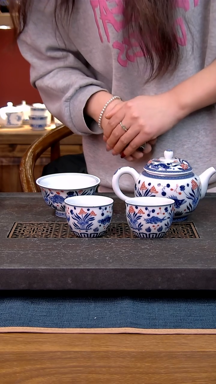 差***爷简装家用款4件套 白瓷陶瓷茶具