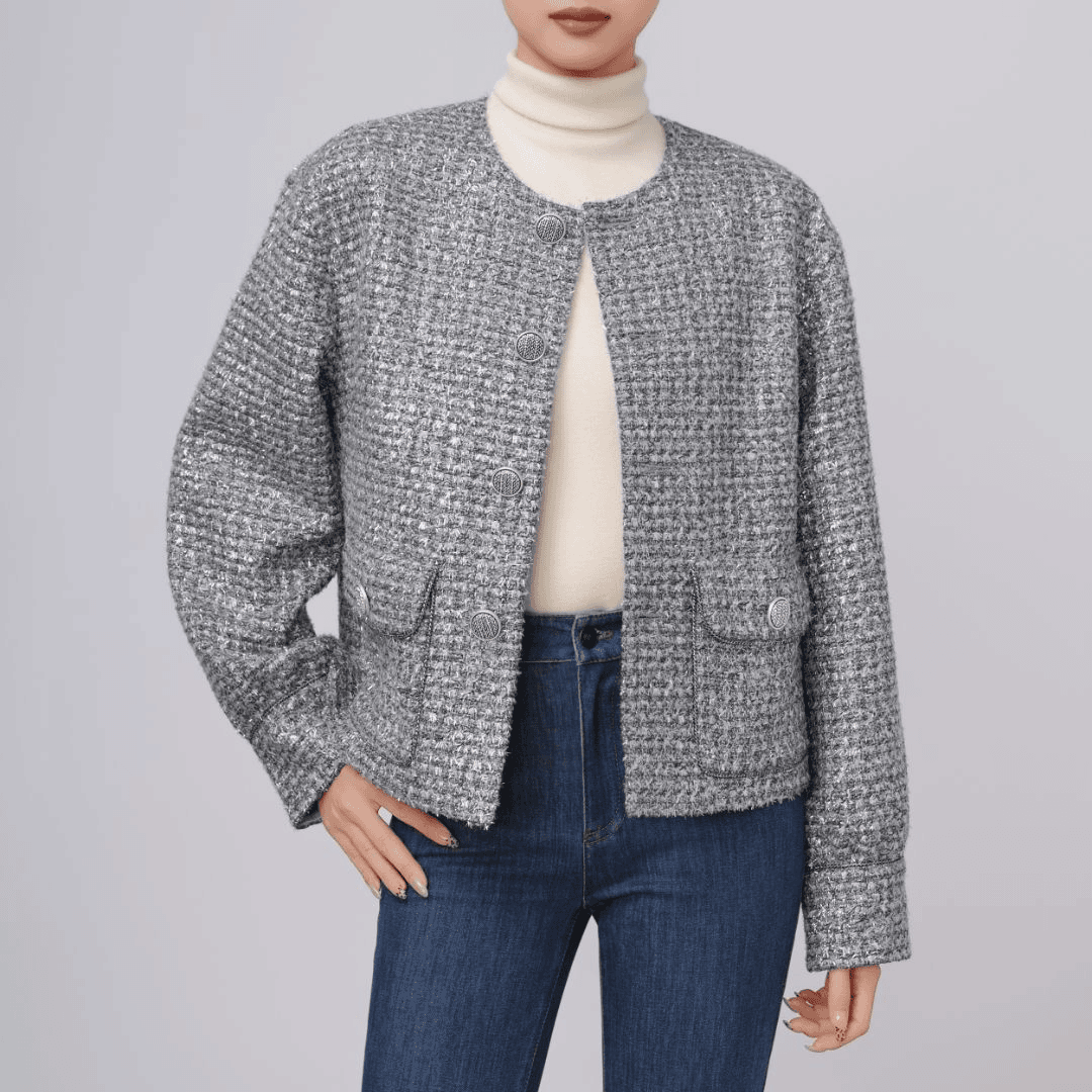 AMASS/阿玛施新款气质粗花呢短款上衣复古秋冬小香风外套5400912