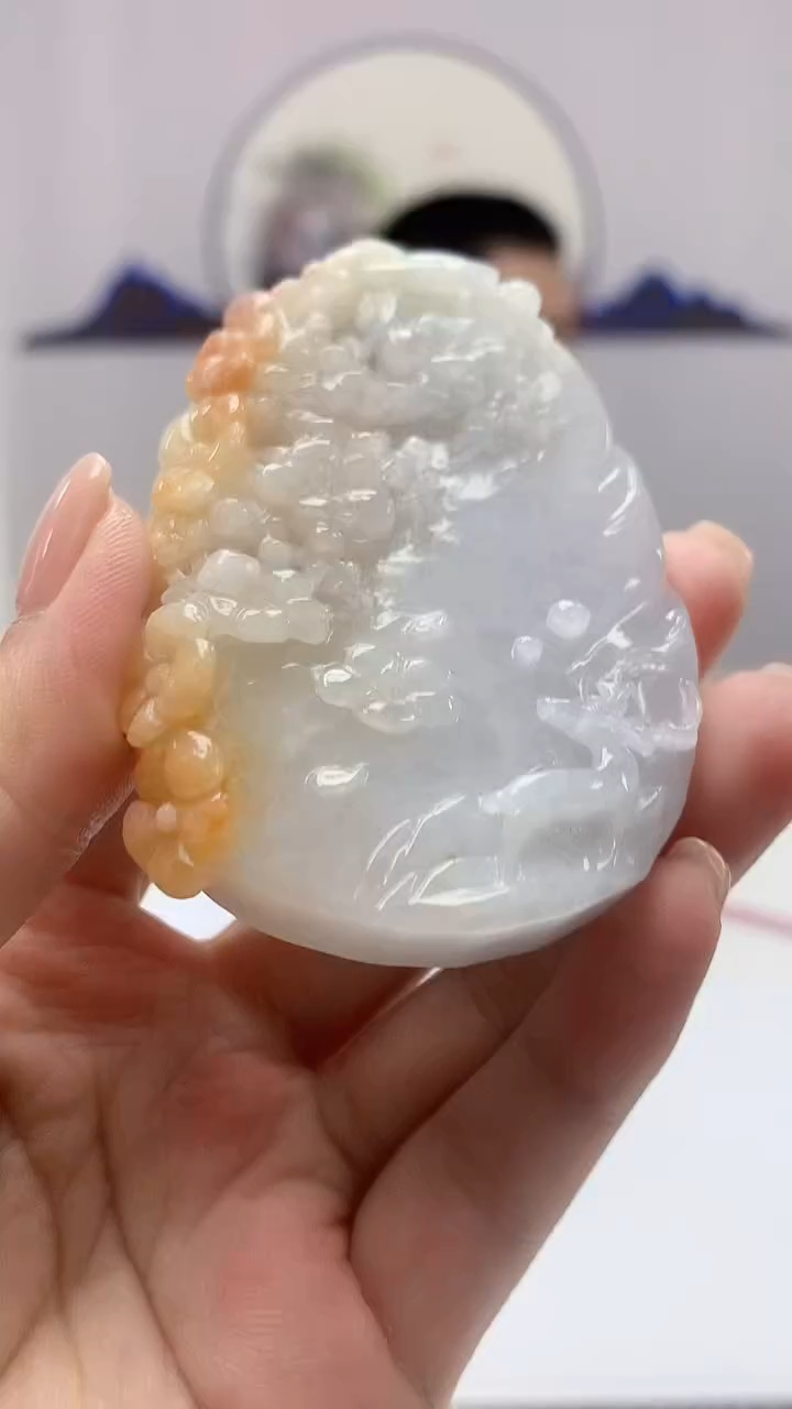 【闪购商品】定制翡翠未镶嵌4812ms-毛货169鹿牌