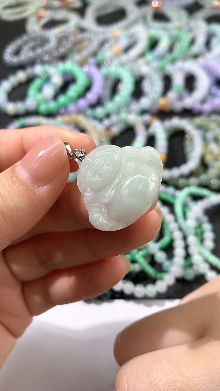 【闪购商品】翡翠颈饰银S925镶嵌佛公