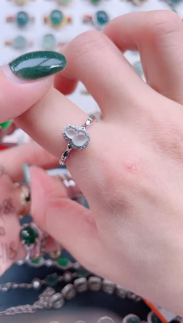 银S925镶嵌戒指翡翠天然翡翠