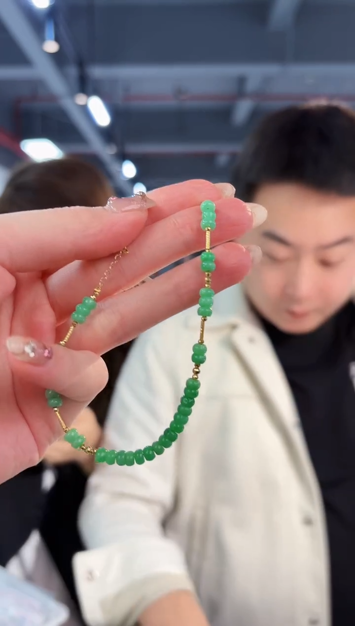 【闪购商品】翡翠手链18K金镶嵌缅料A货/支持复检/一件