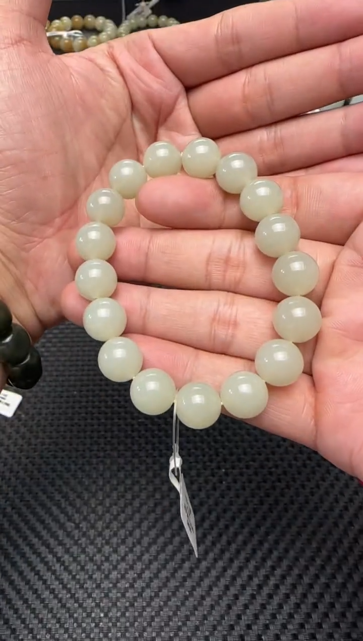 未镶嵌手串和田玉青白玉手串卡12
