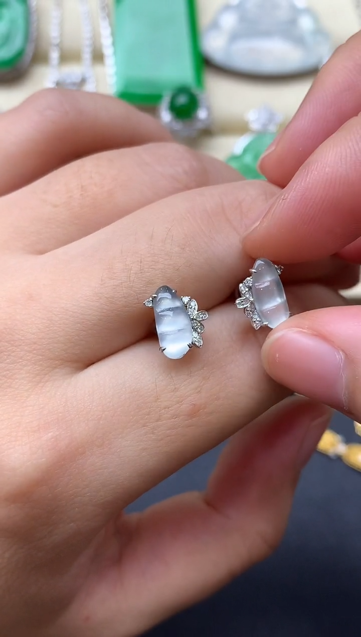 翡翠18K金镶嵌耳饰67-中国好珍宝