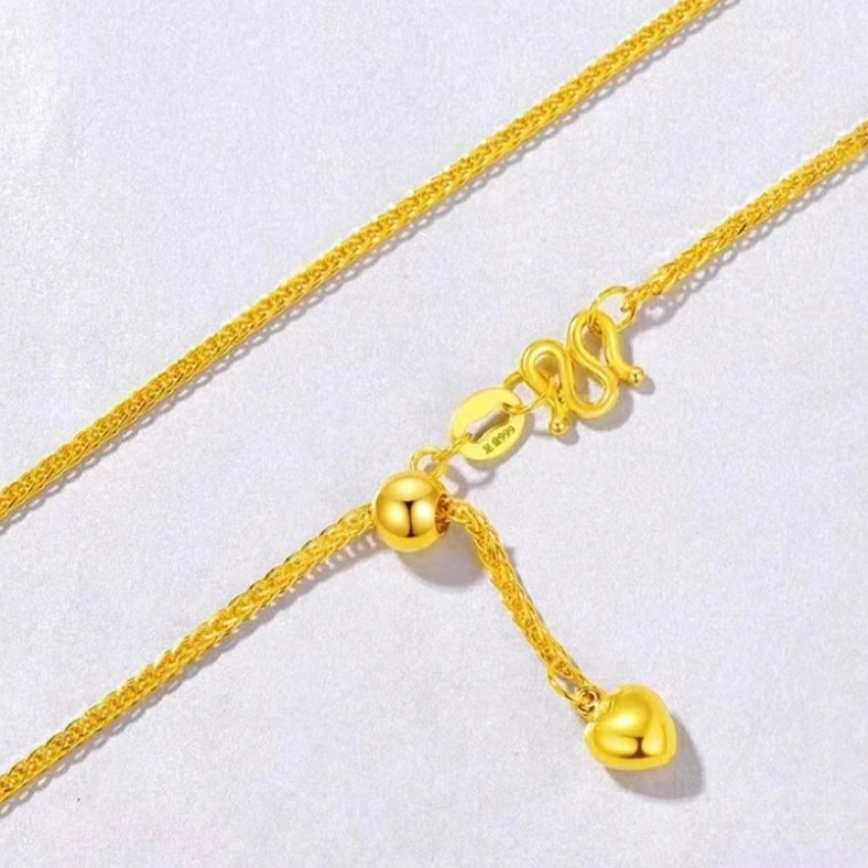 【夏夏专享】足金999爱心抽拉 3克 肖邦M扣45CM 纳金添喜 BP 91399