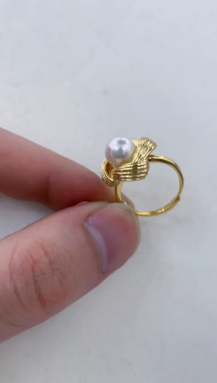 银S925镶嵌戒指海水珍珠  