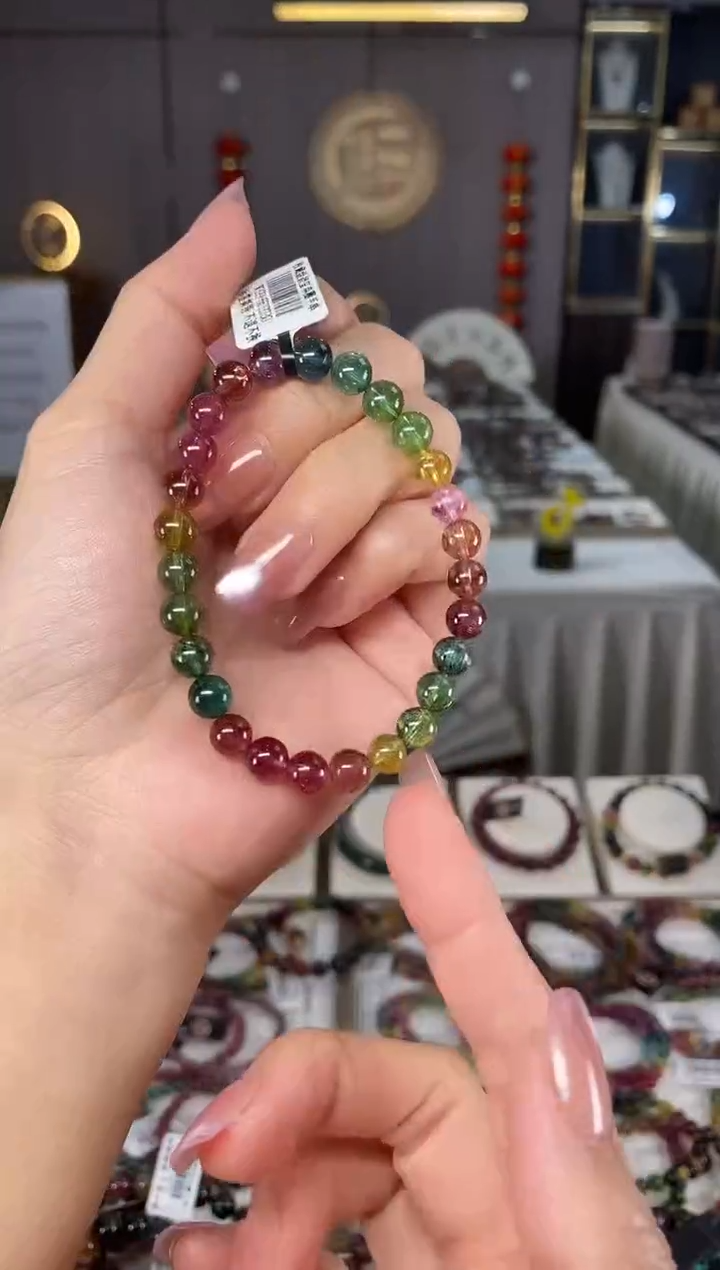 未镶嵌老矿碧玺彩虹净体单圈手串6mm+碧玺hon多样性发货一条