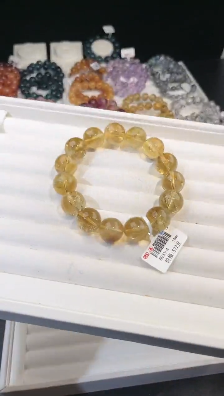 【闪购商品】水晶手链未镶嵌多样性发一黄阿赛14mm