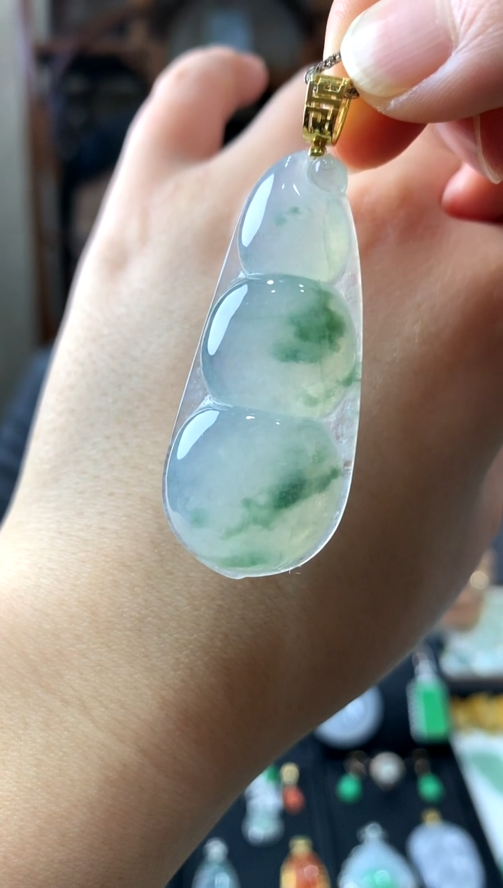 【闪购商品】翡翠吊坠(不含链)18K金镶嵌挂件