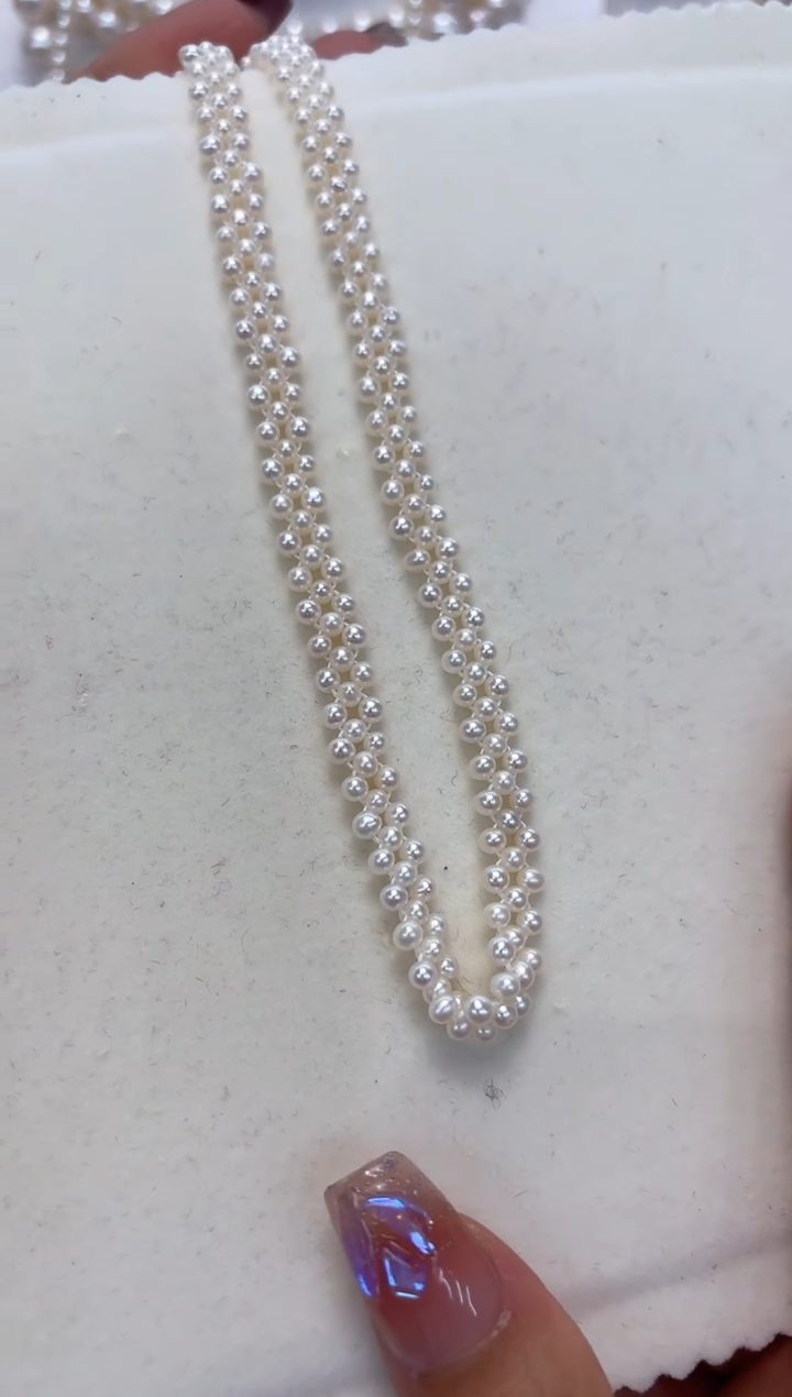 【闪购商品】淡水珍珠颈饰银S925镶嵌编织款