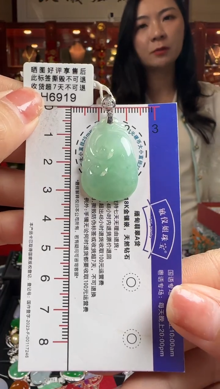 【闪购商品】翡翠颈饰18K金镶嵌H6919如意