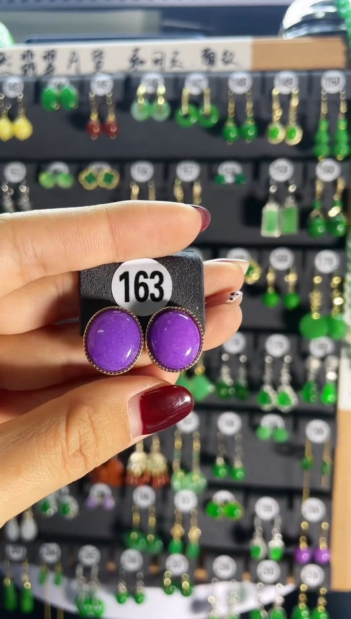 【闪购商品】翡翠耳饰银S925镶嵌163   