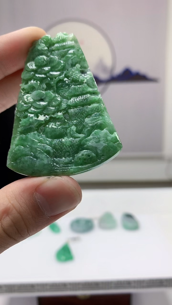 【闪购商品】定制翡翠未镶嵌4852bb-毛货挂件59