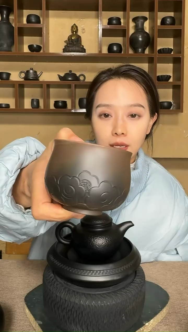 神农黑陶原色渐变杯