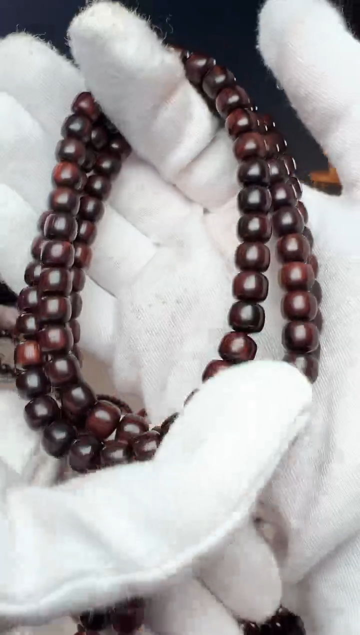 黄花梨/降香黄檀手串/手链7x8 108多圈 紫油梨 无胶无蜡 