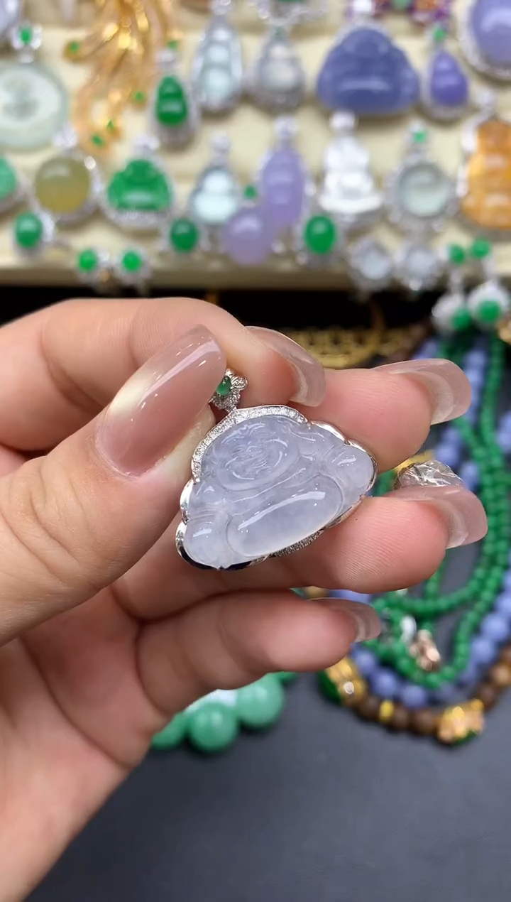 颈饰18K金镶嵌翡翠187-中国好珍宝