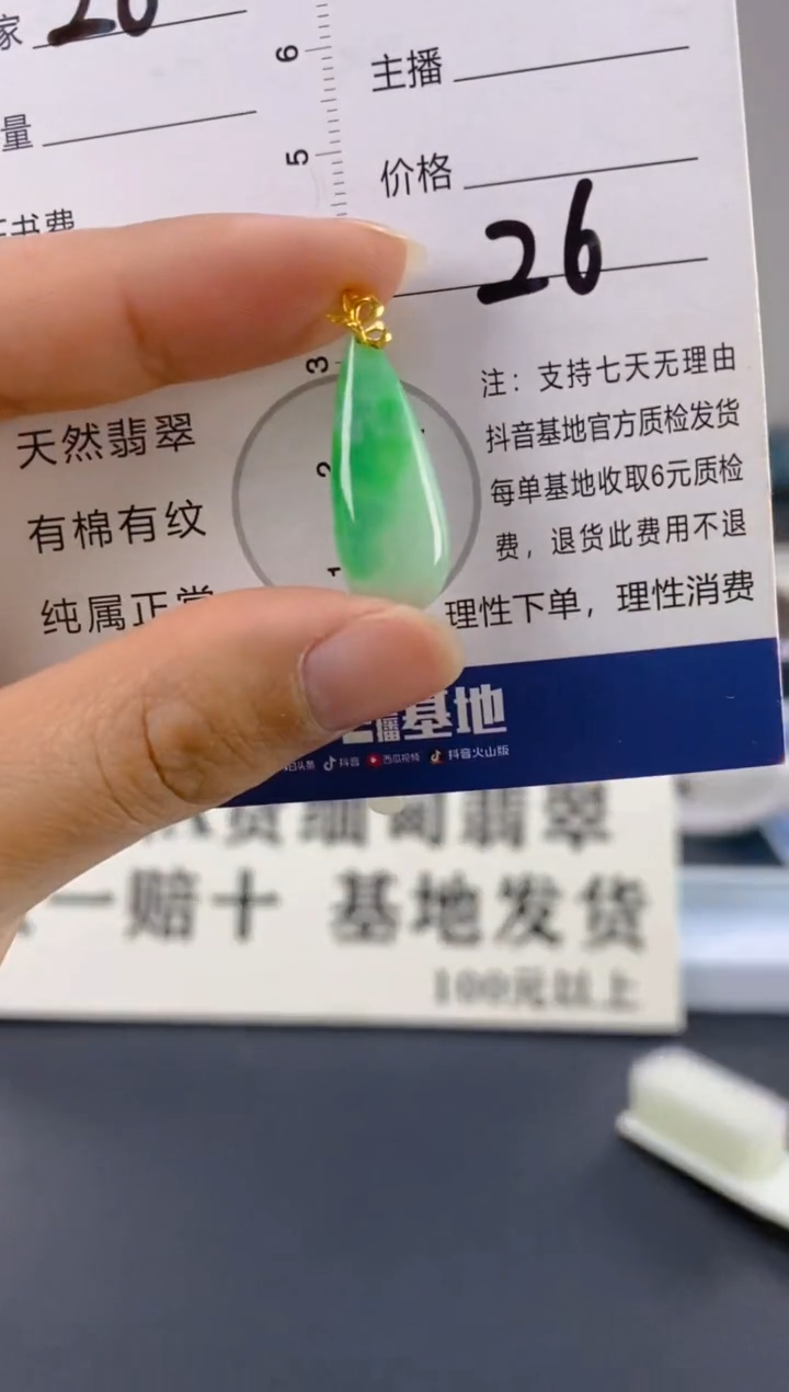 【闪购商品】翡翠颈饰18K金镶嵌天然A货翡翠
