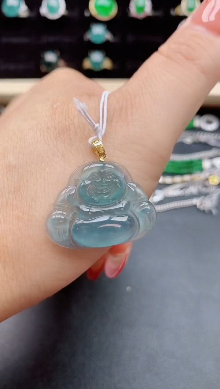 【闪购商品】翡翠吊坠(赠链)18K金镶嵌85800