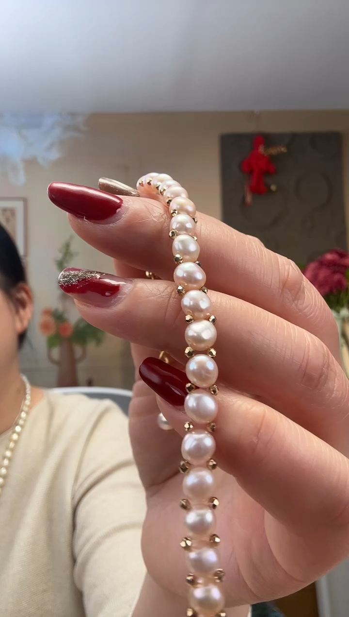 【闪购商品】淡水珍珠手绳未镶嵌自然粉珍珠手链