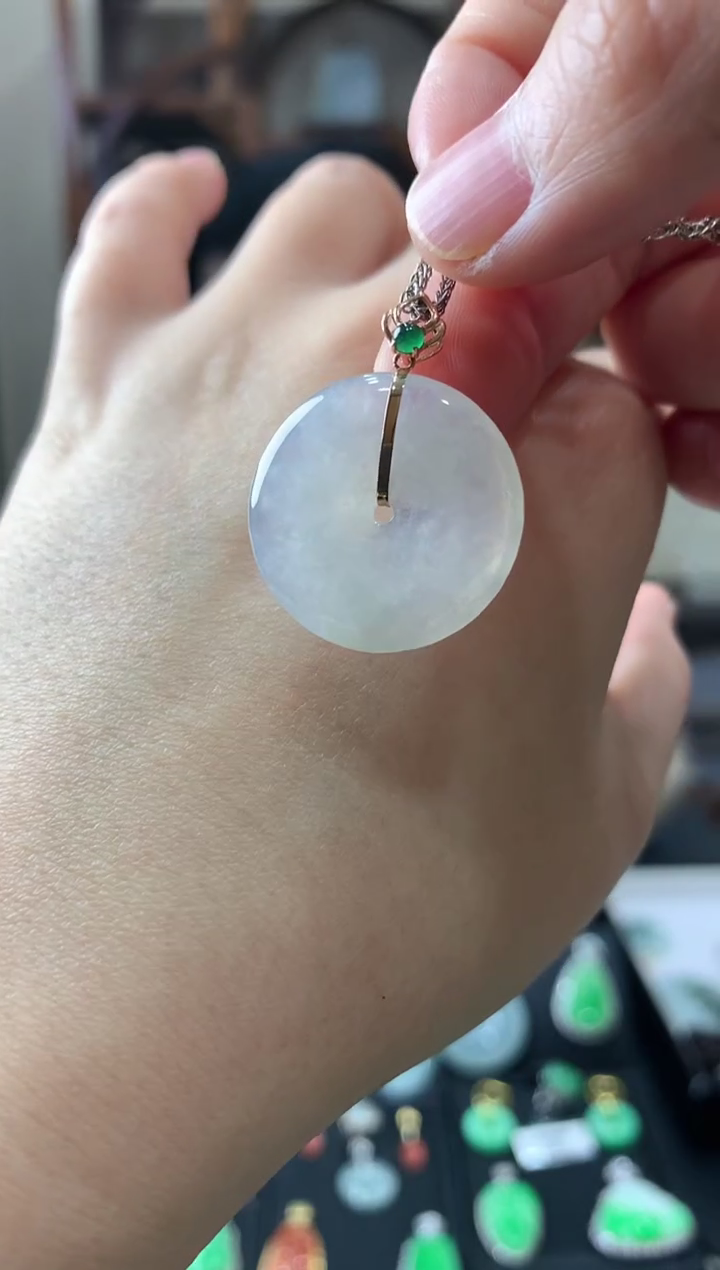 【闪购商品】翡翠吊坠(不含链)18K金镶嵌挂件