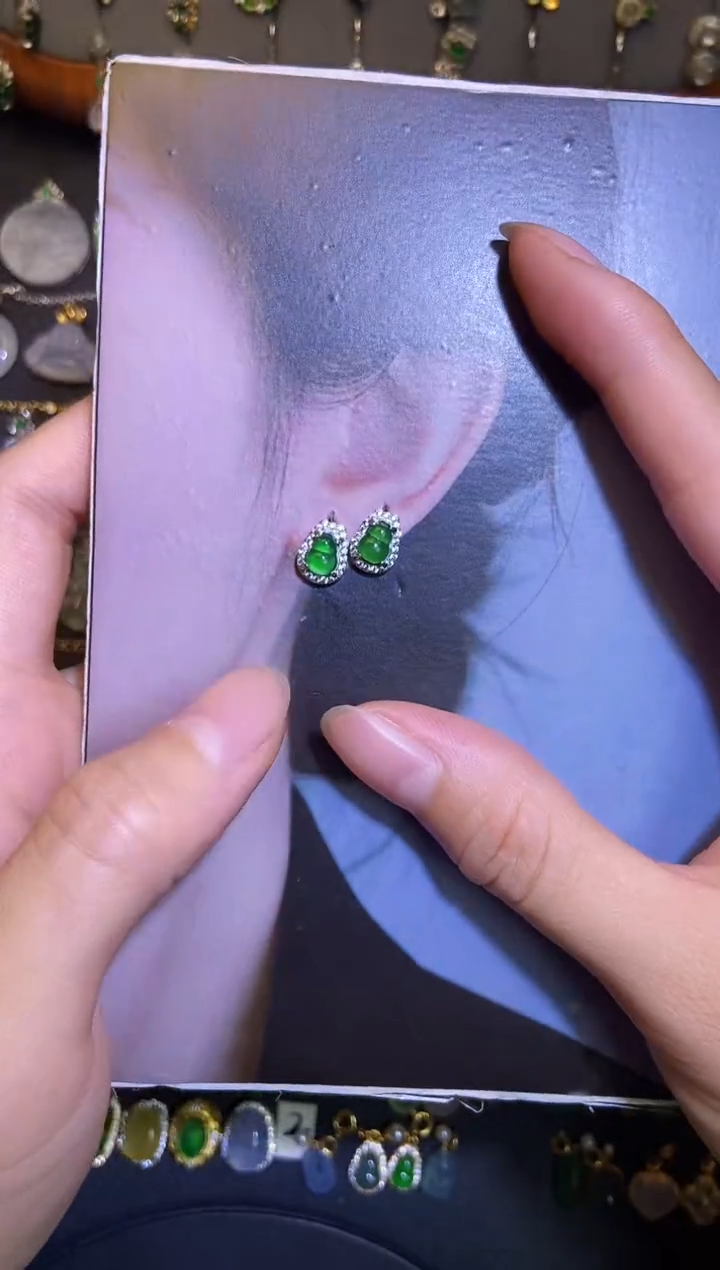 翡翠银S925镶嵌吊坠(不含链)天然A货翡翠