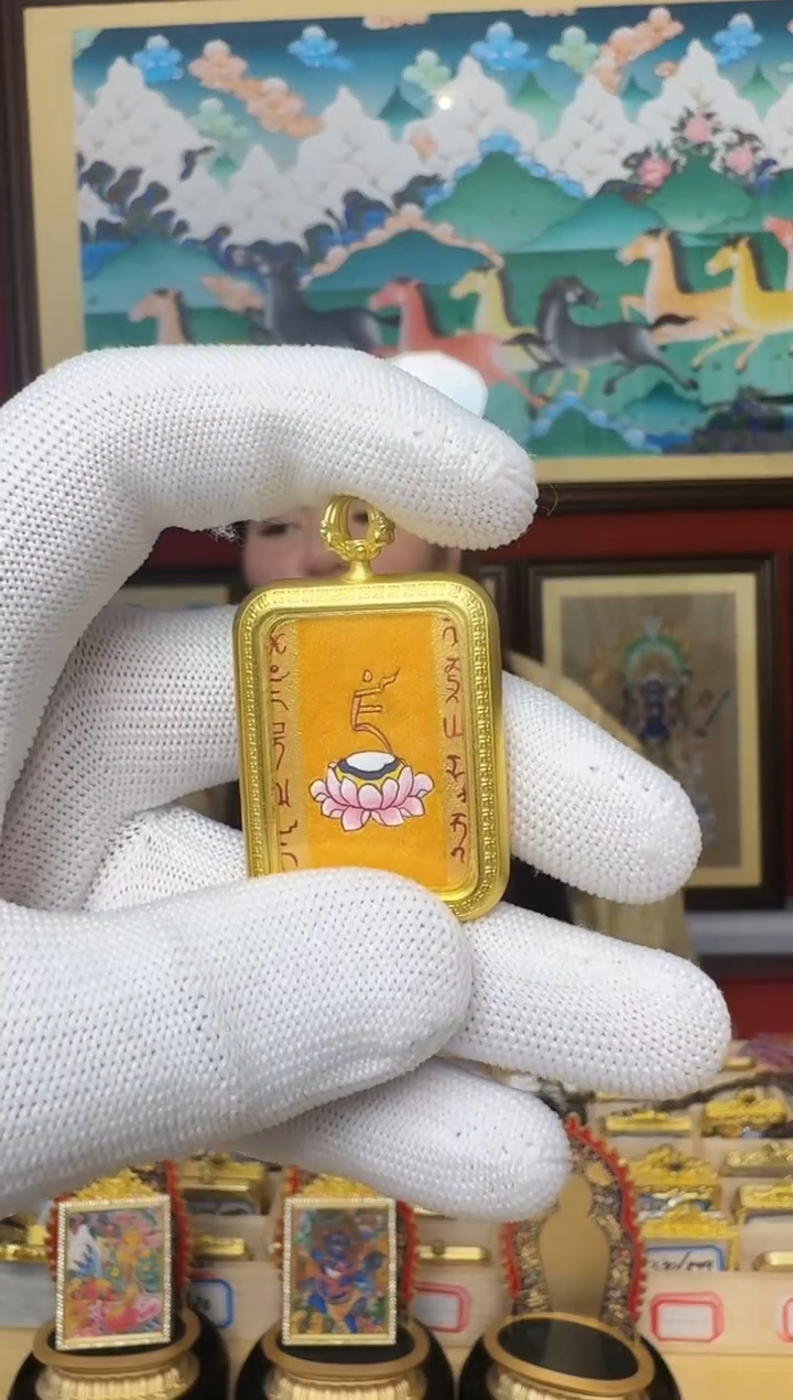 吊坠黄C心里话-热贡纯手绘唐卡毛措