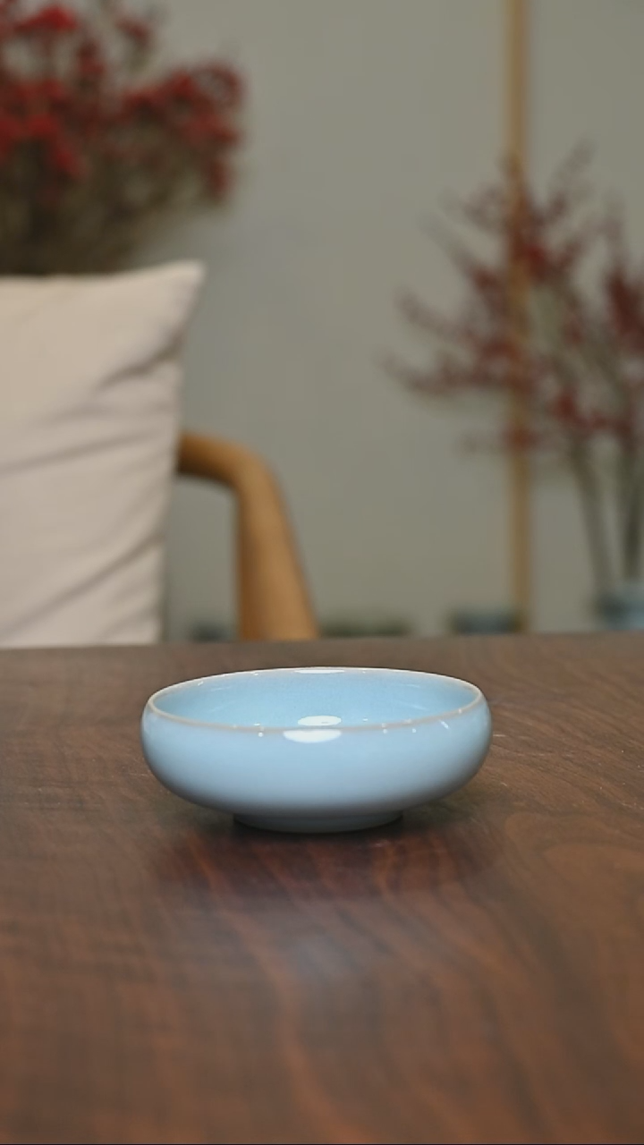 【闪购商品】其他17#手拉禅定杯微瑕天青釉 朱法喜款