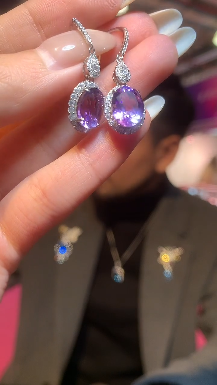 银S925镶嵌耳饰水晶【宝石世家严选】