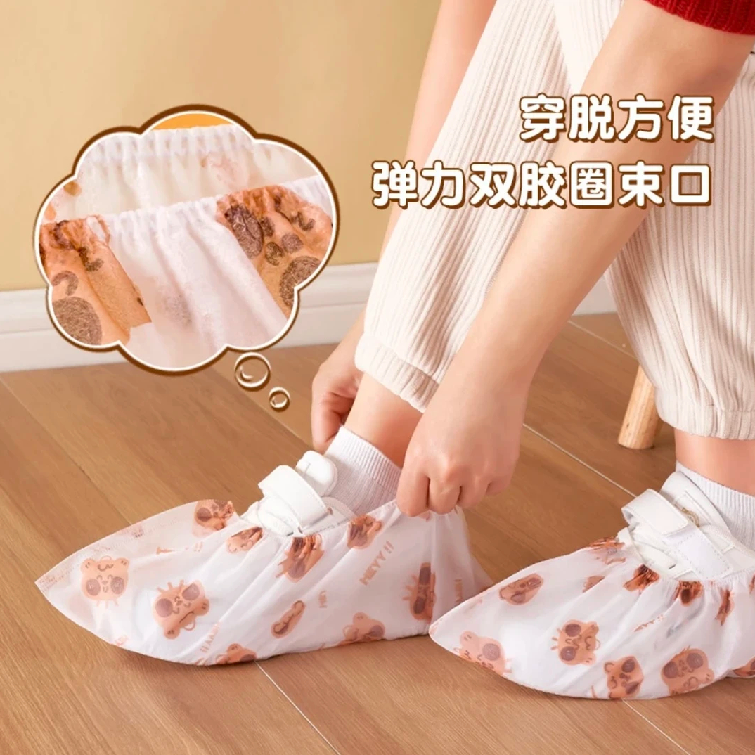 一次性印花卡通鞋套无纺布加厚新年家用防滑耐磨脚套清爽室内打扫商品图