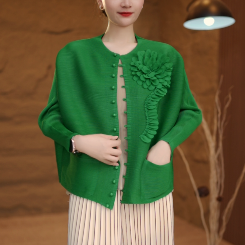 【现货】花开有期ZZM休闲风开衫褶皱女装气质洋气短外套