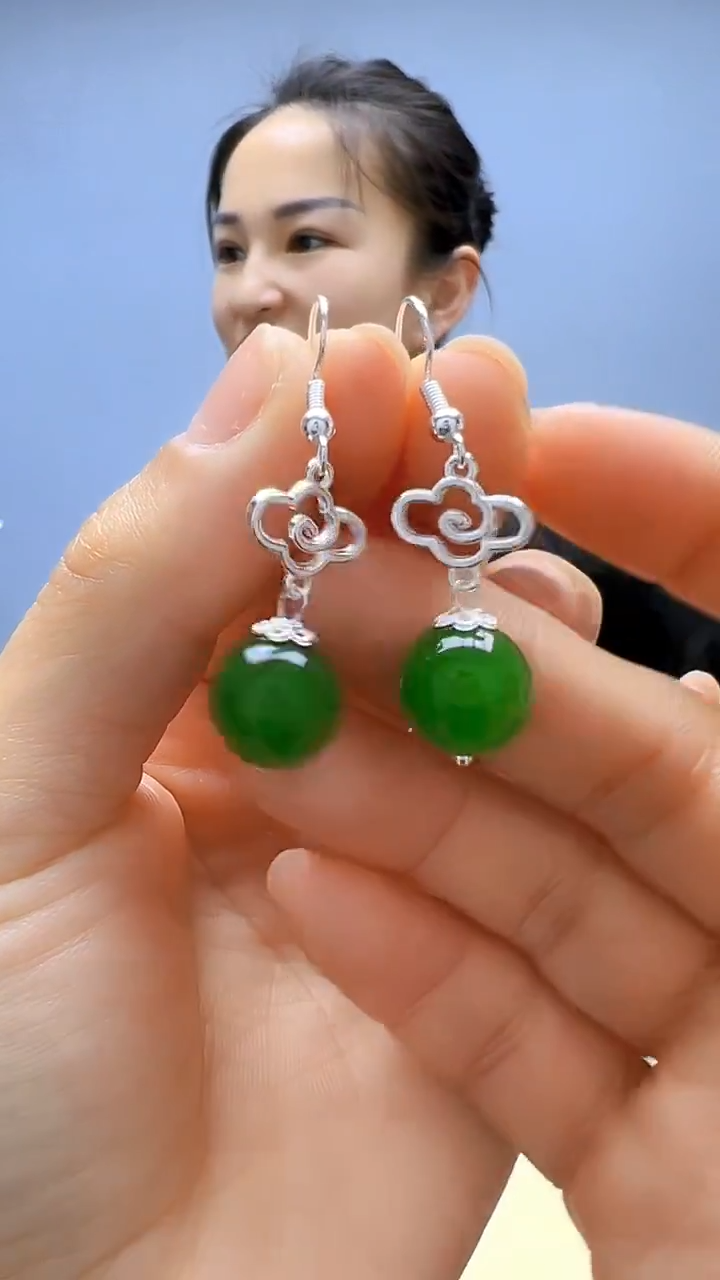 非金属珐琅非金属无高货diy劲饰祥云圆珠耳钩