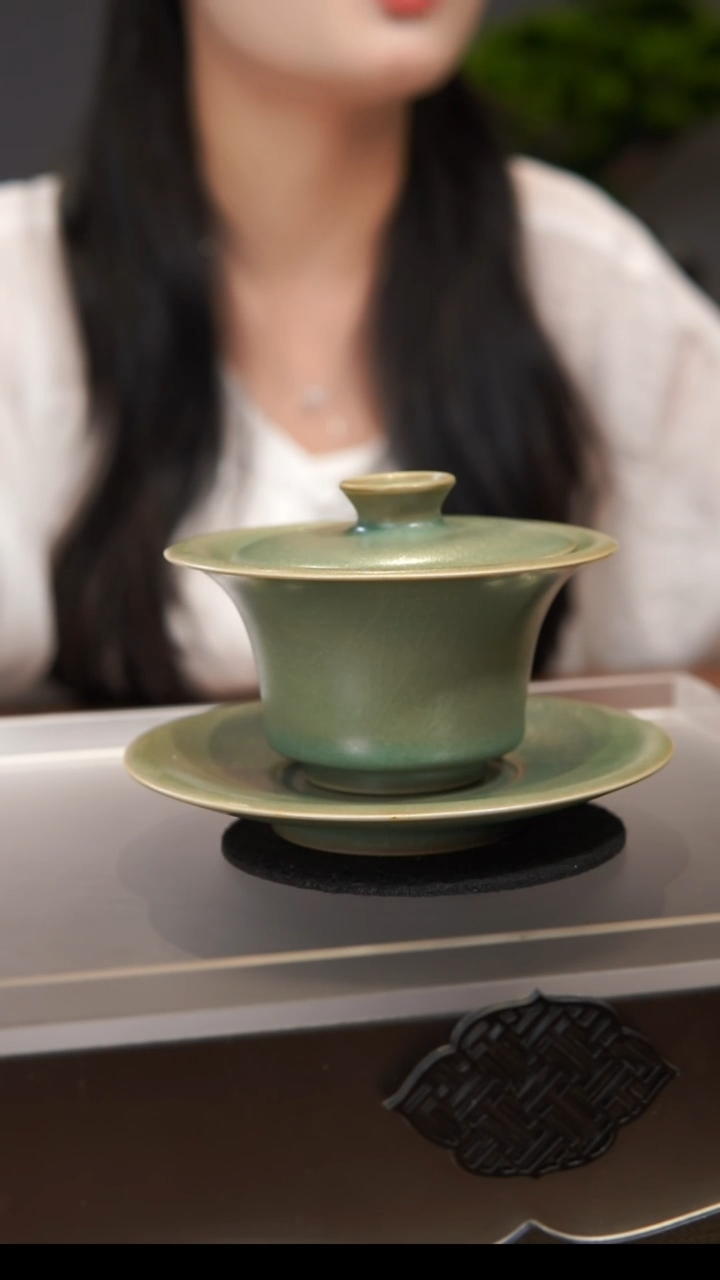 盖碗余****浪马蹄盖碗 汝州原产地 原矿老釉