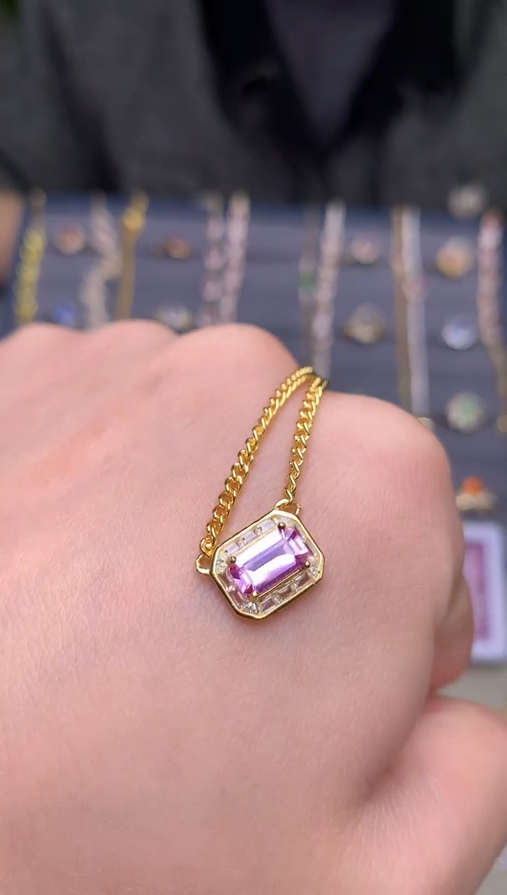 颈饰蓝宝石银S925镶嵌项链