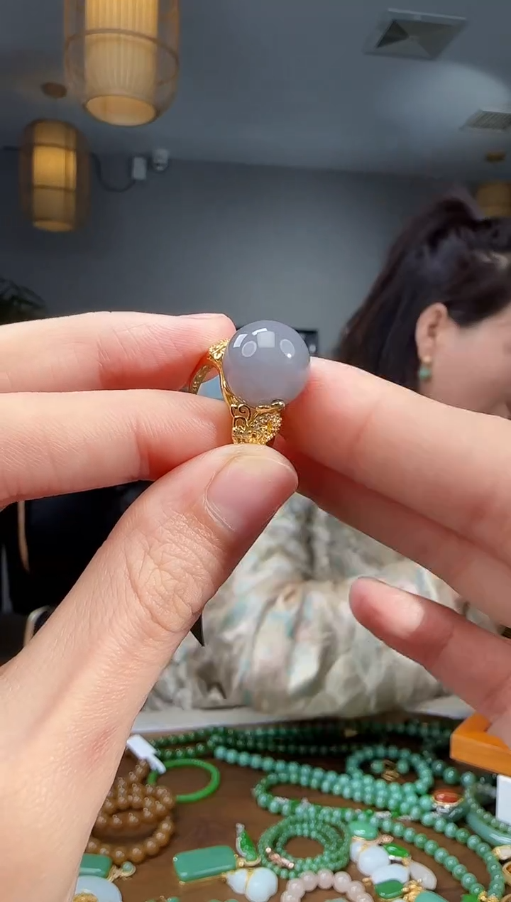 银S925镶嵌戒指和田玉1