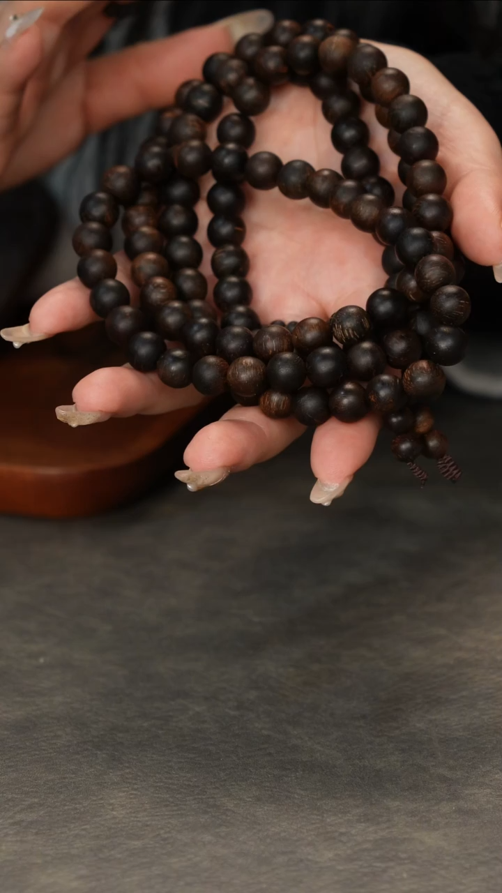 【闪购商品】沉香手串芽庄白奇雷击樱子瘤疤1.0*108颗传承