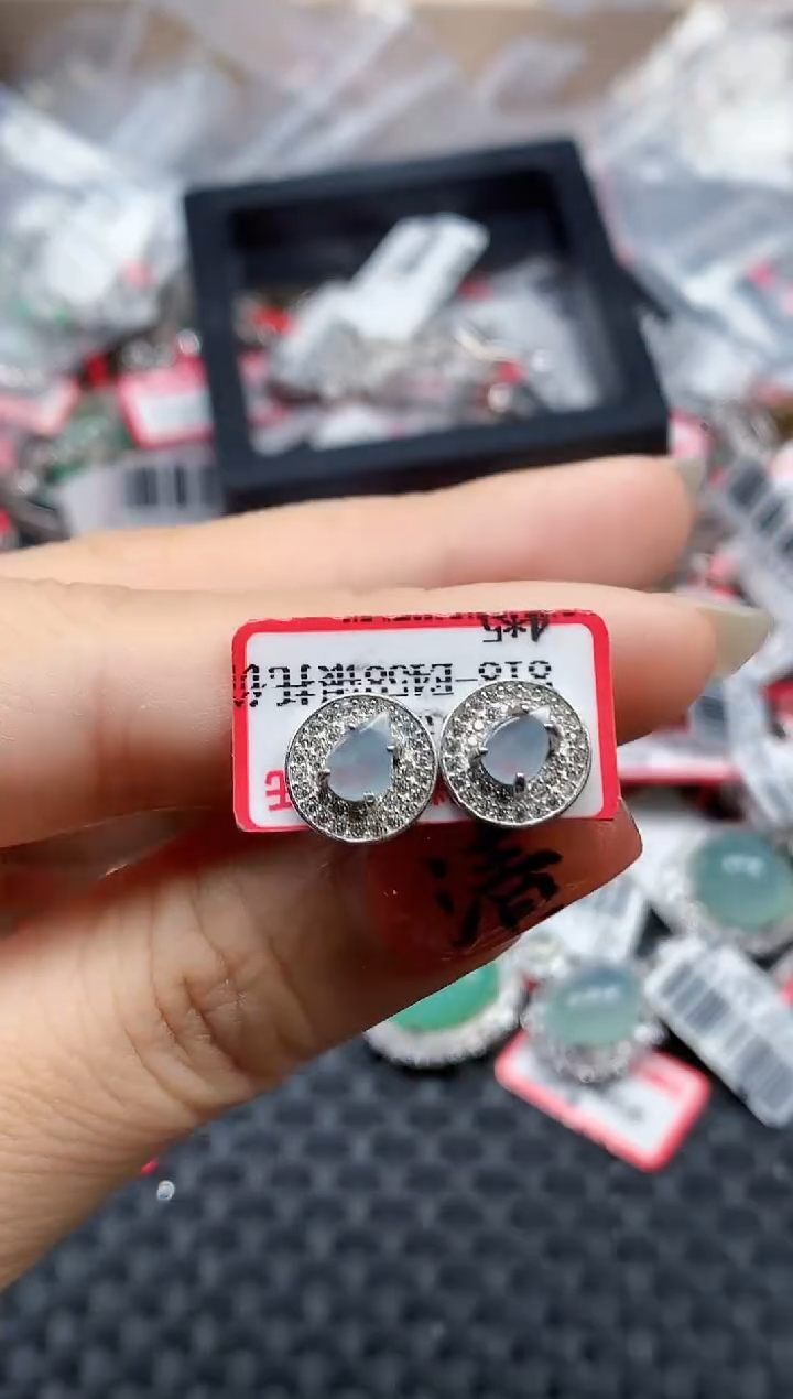 银S925镶嵌戒指翡翠天然A货缅甸翡翠