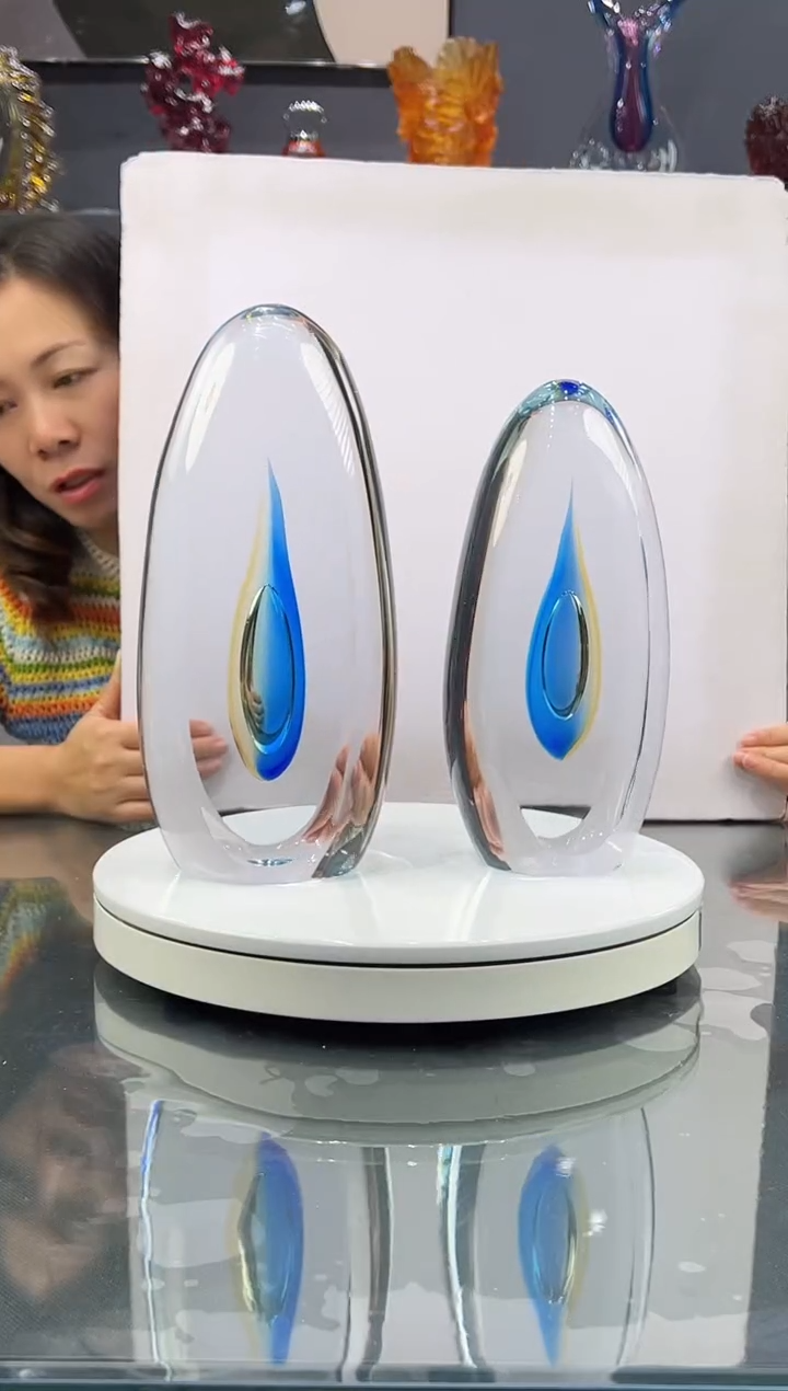 手工艺品琉璃 水晶琉璃摆件1对