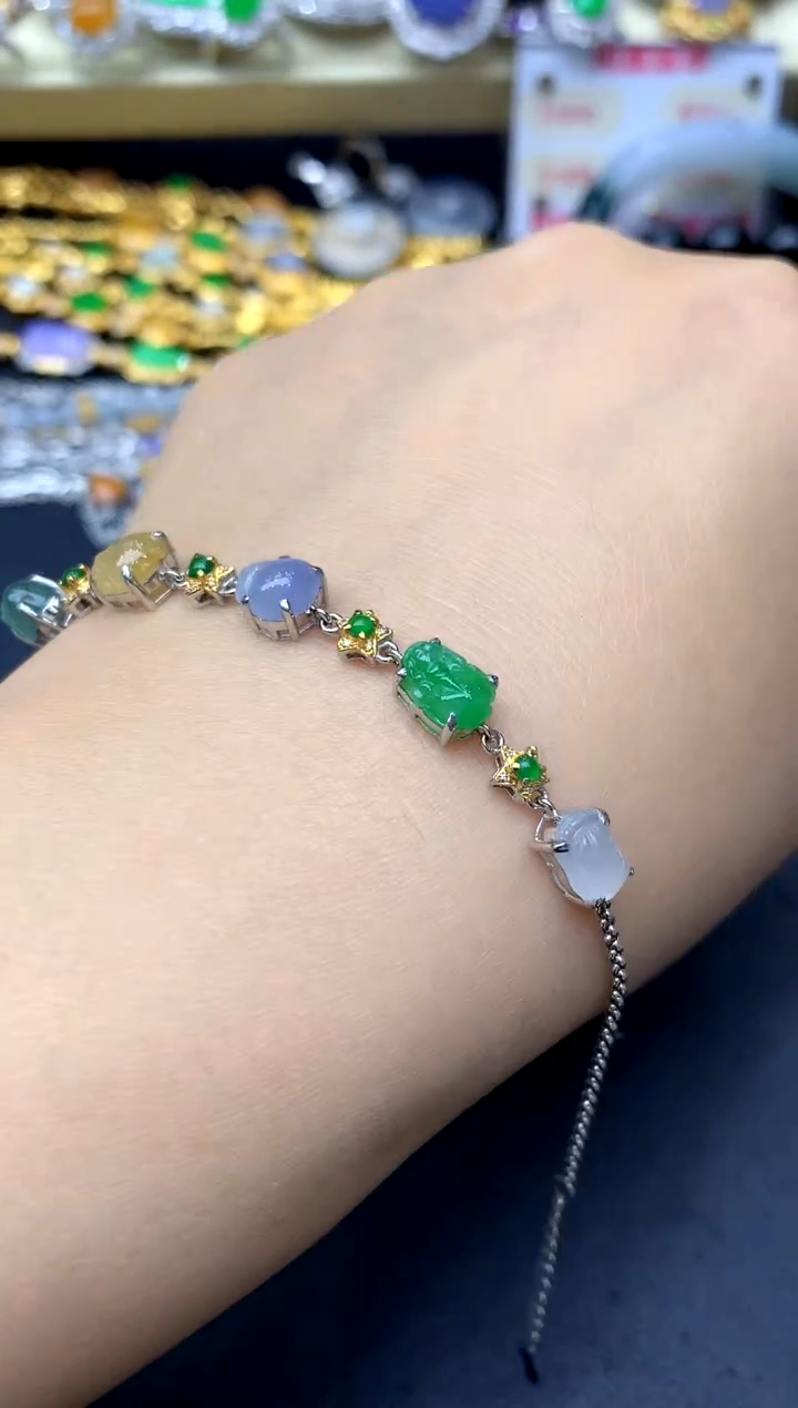 18K金镶嵌手链翡翠247 -中国好珍宝