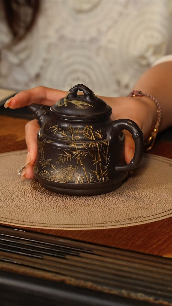 茶壶紫砂宜兴紫砂XL 高黑料 竹鼎