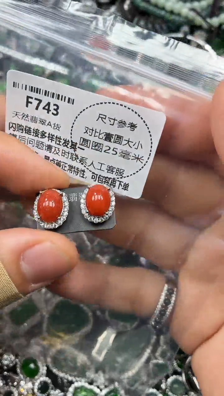 颈饰未镶嵌翡翠F743耳钉