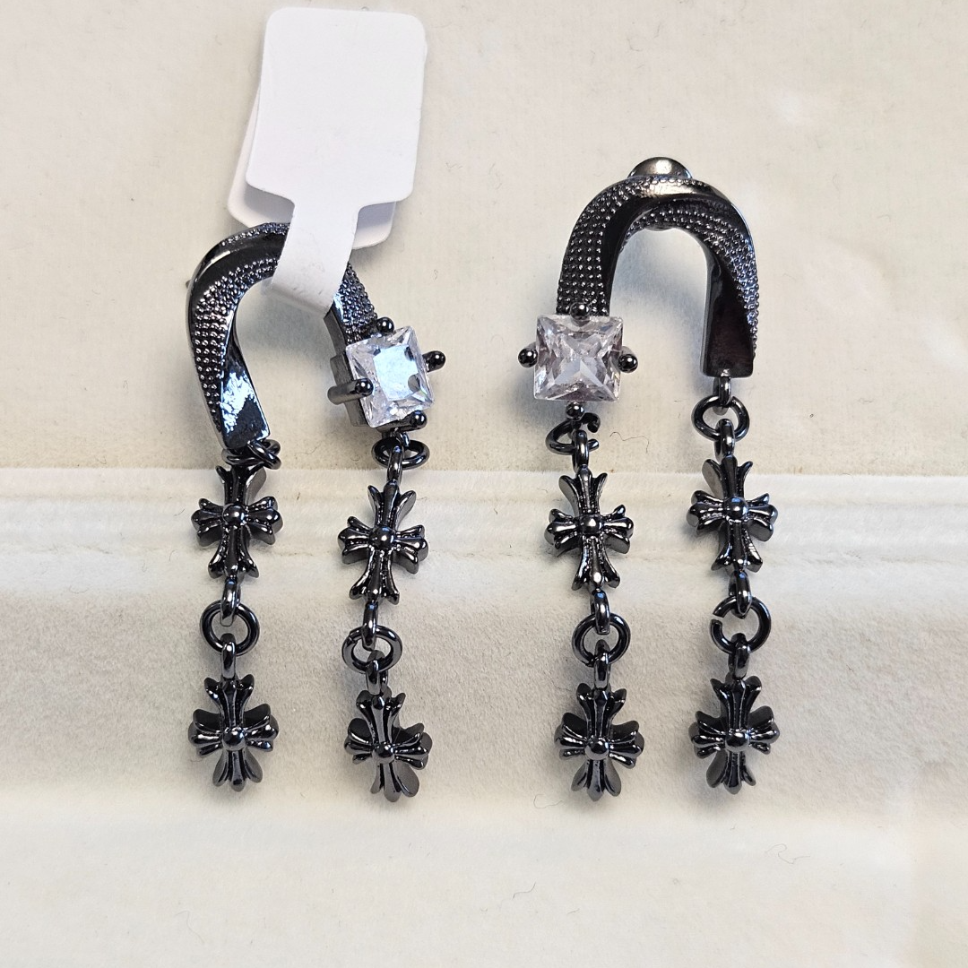 铜合金耳饰 【设计款轻奢饰品】042黑色时尚百搭复古磨砂耳钉