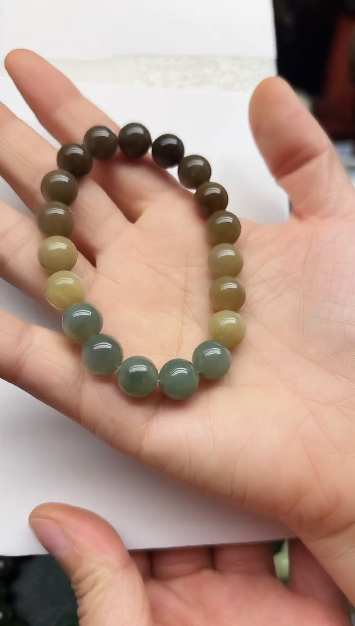 未镶嵌手链和田玉10MM  蓝糖渐变圆珠