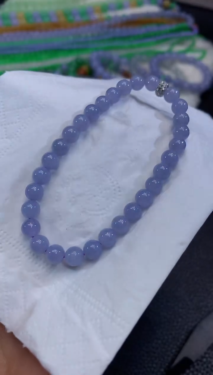 未镶嵌手串翡翠D57紫货有一定色差