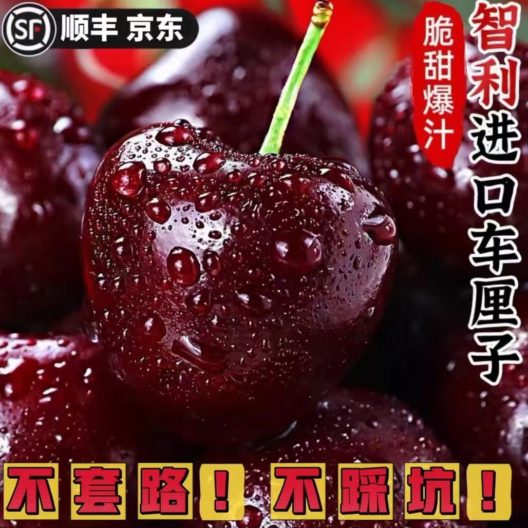 3J4J新海运JJ智力进口车厘子净重2500g内附果径卡京东发货桑提娜樱桃智利共和国