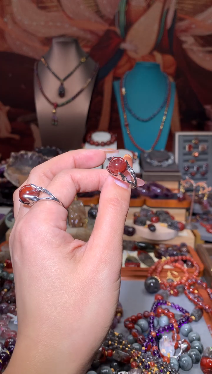 未镶嵌珠宝半成品水晶红极光戒指多样性发其1