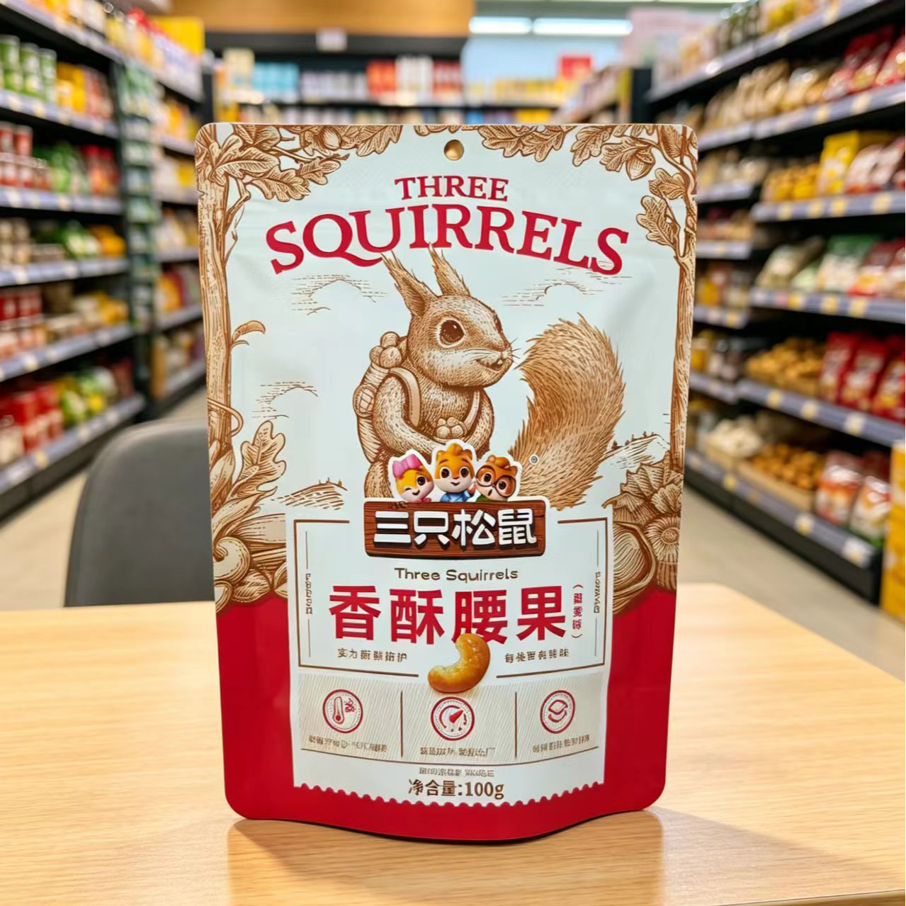 三只松鼠香酥腰果100g*3袋日期7到8月